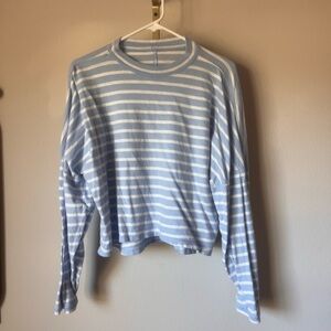 Aerie Blue and White Striped Long Sleeve Shirt